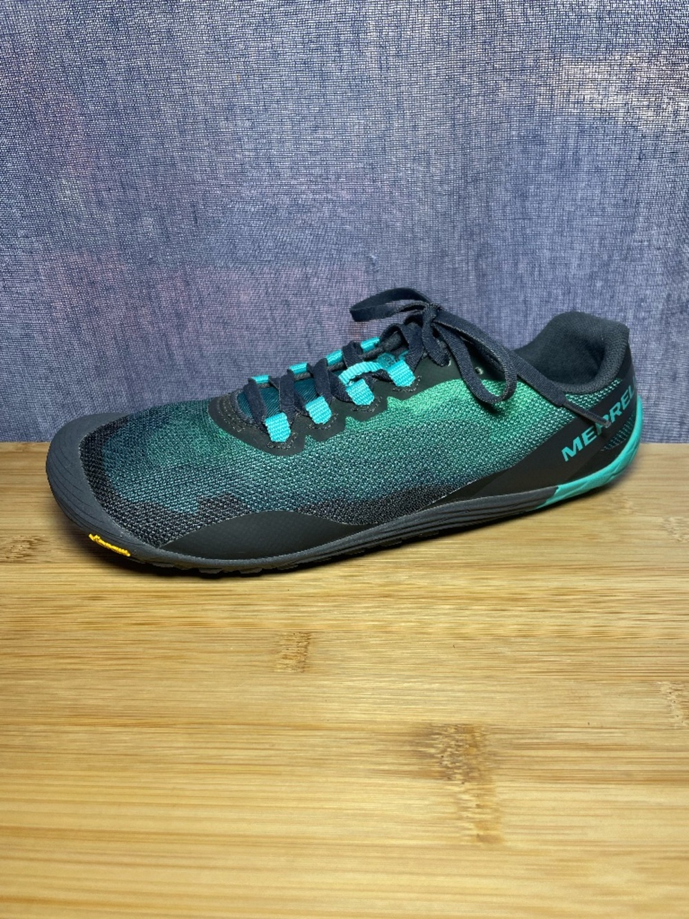 Merrell Barefoot Vapor Glove 4 Trail Running Shoes Blue Black Sz 8.5 Minimalist